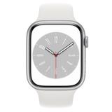 Apple Watch 8 45mm Silver Aluminum Case White Sport Band 