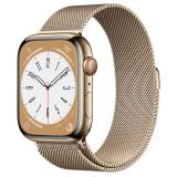 Apple Watch 8 45mm Gold Stainless Steel Case Gold Milanese Loop